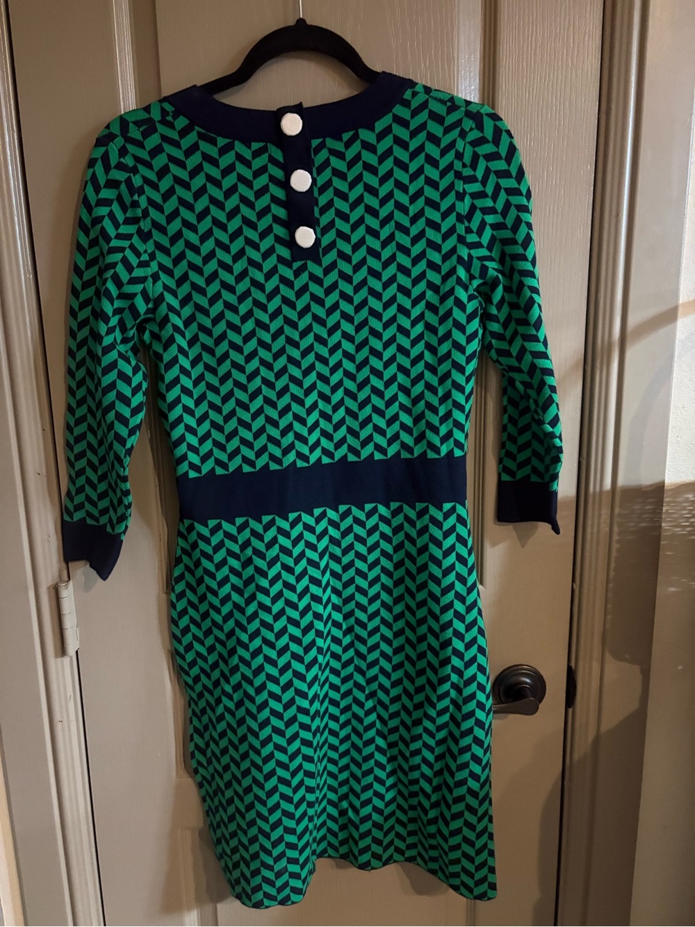 Boden Green and Navy Chevron Knit Dress - Picture 6 of 10